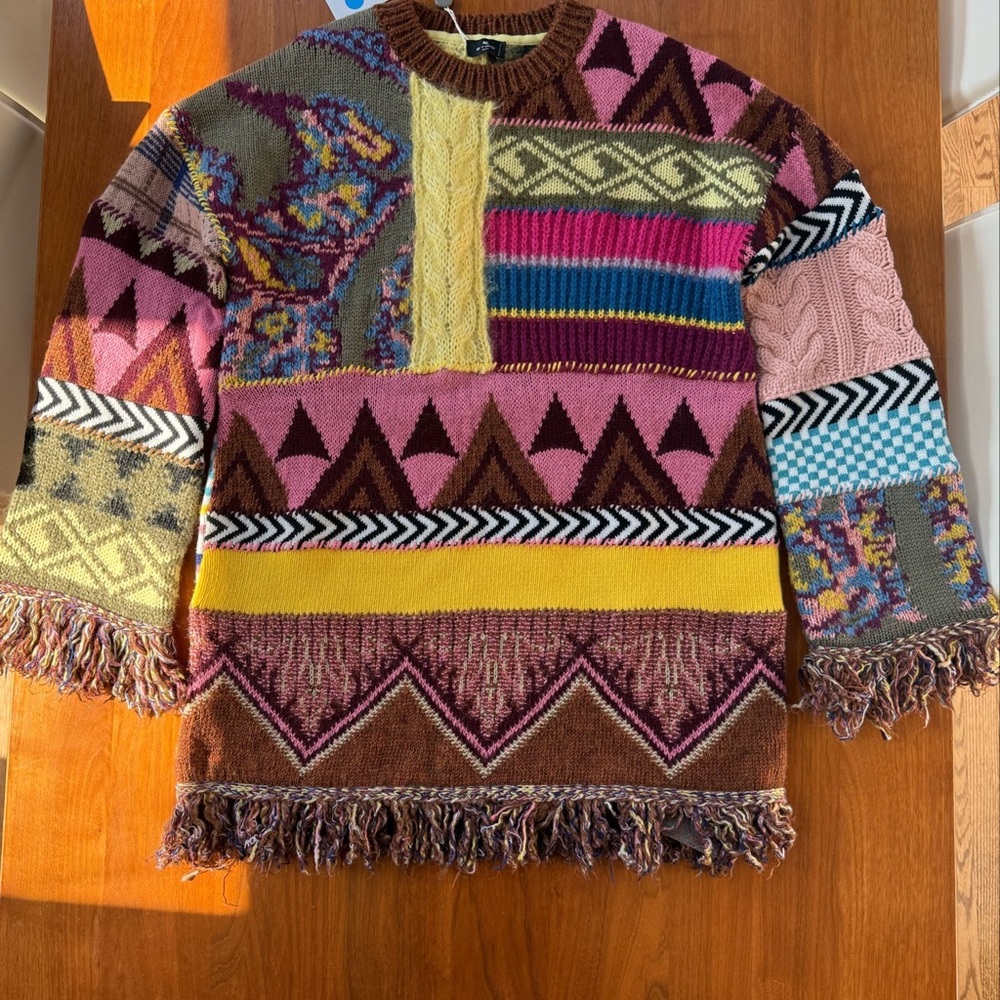 Etro Multicolor Fringe Knit Sweater